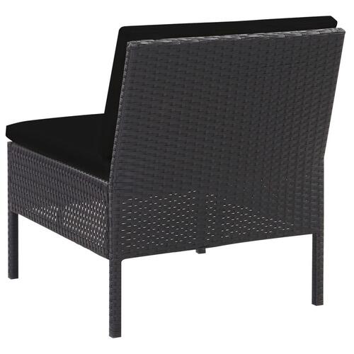 Havesofasæt med hynder 5 dele polyrattan sort