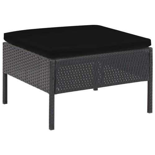 Havesofasæt med hynder 5 dele polyrattan sort
