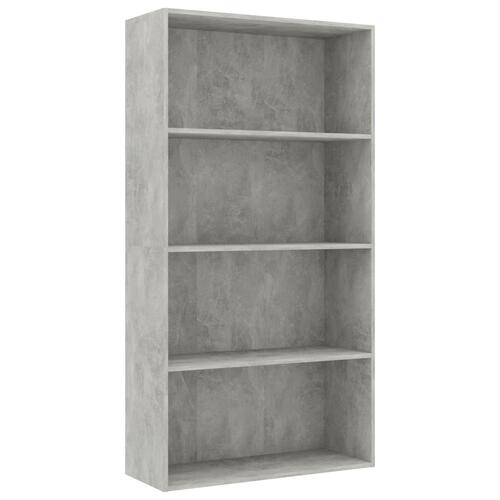 Bogreol med 4 hylder 80x30x151,5 cm konstrueret træ betongrå