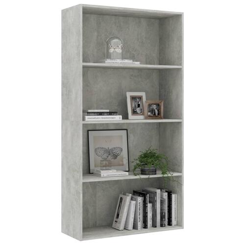 Bogreol med 4 hylder 80x30x151,5 cm konstrueret træ betongrå