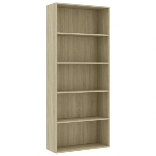 Bogreol med 5 hylder 80x30x189 cm konstrueret træ sonoma-eg