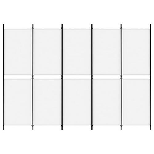 5-panels rumdeler 250x180 cm stof hvid