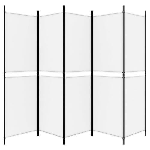 5-panels rumdeler 250x180 cm stof hvid
