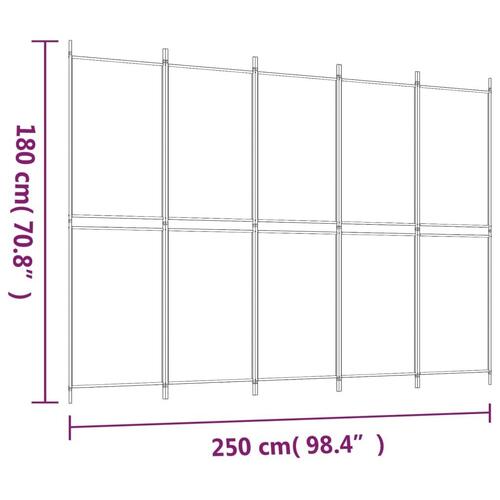 5-panels rumdeler 250x180 cm stof hvid