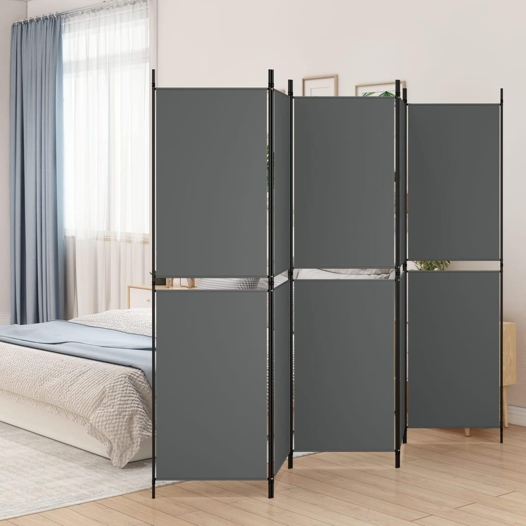 5-panels rumdeler 250x180 cm stof antracitgrå
