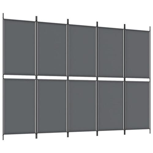 5-panels rumdeler 250x180 cm stof antracitgrå