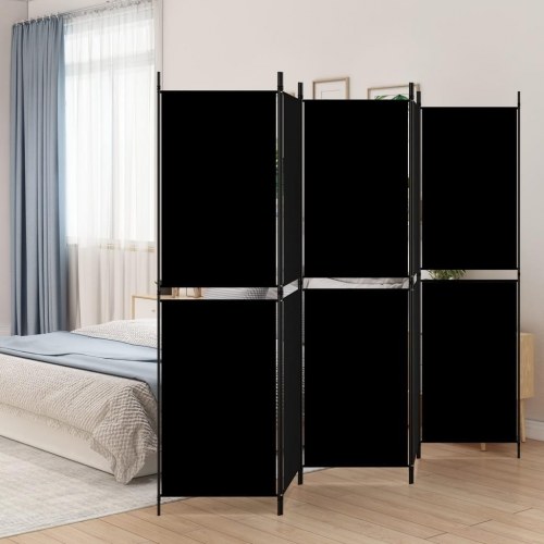 5-panels rumdeler i stof - 250 × 180 cm, sort