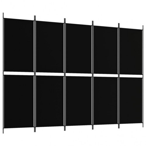 5-panels rumdeler i stof - 250 × 180 cm, sort