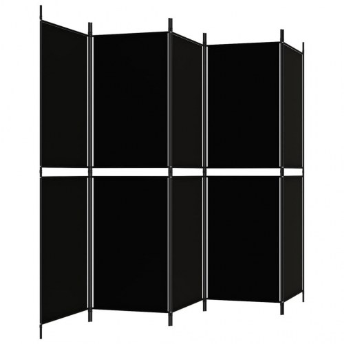 5-panels rumdeler i stof - 250 × 180 cm, sort
