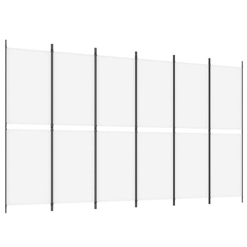 6-panels rumdeler 300x180 cm stof hvid