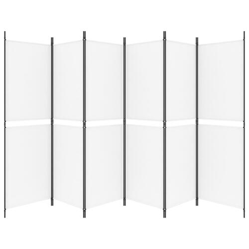 6-panels rumdeler 300x180 cm stof hvid