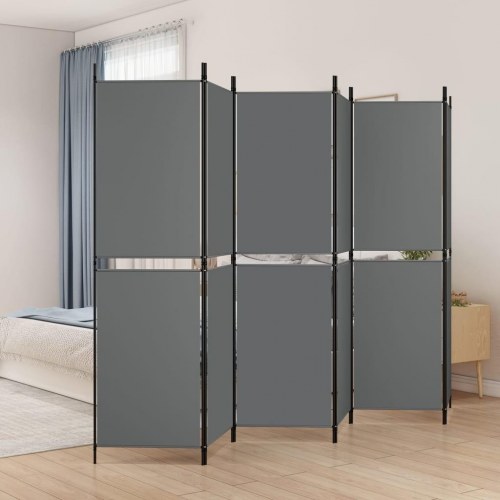 6-panels rumdeler i stof - 300 × 180 cm, antracitgrå