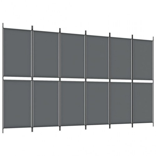 6-panels rumdeler i stof - 300 × 180 cm, antracitgrå