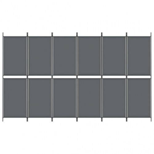 6-panels rumdeler i stof - 300 × 180 cm, antracitgrå