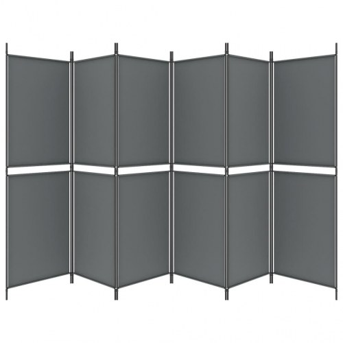 6-panels rumdeler i stof - 300 × 180 cm, antracitgrå