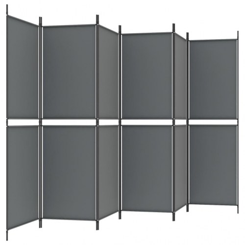 6-panels rumdeler i stof - 300 × 180 cm, antracitgrå