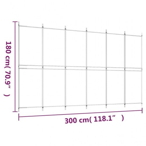 6-panels rumdeler i stof - 300 × 180 cm, antracitgrå