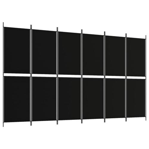 6-panels rumdeler 300x180 cm stof sort