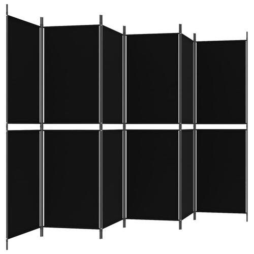 6-panels rumdeler 300x180 cm stof sort