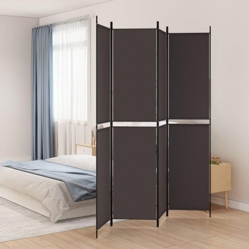 4-panels rumdeler i stof - 200 × 220 cm, brun