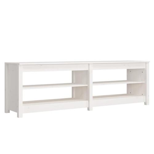 Skobænk 160x36,5x50 cm massivt fyrretræ hvid