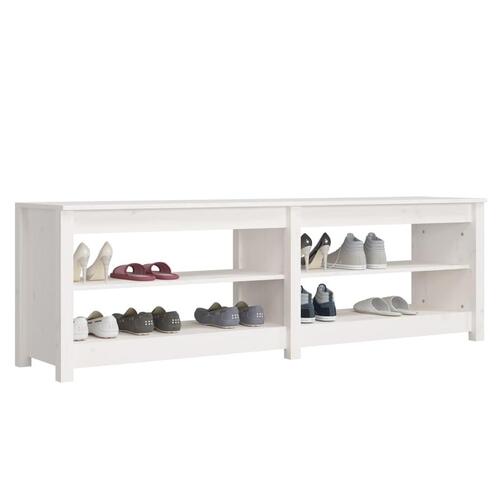 Skobænk 160x36,5x50 cm massivt fyrretræ hvid