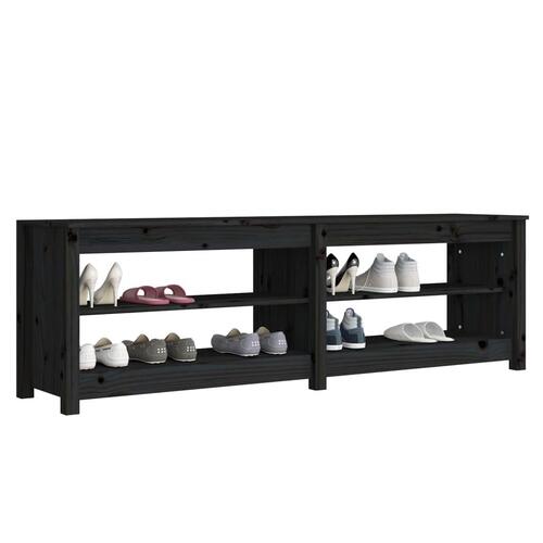 Skobænk 160x36,5x50 cm massivt fyrretræ sort