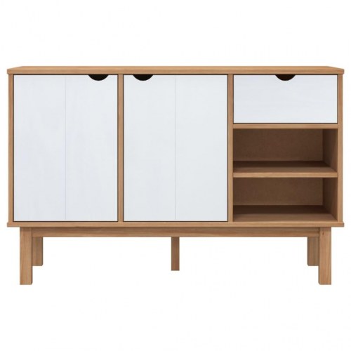 Skænk OTTA 113,5x43x73 cm massivt fyrretræ brun og hvid