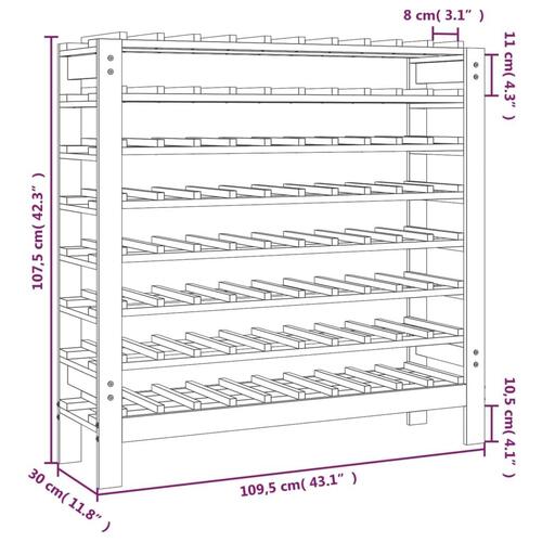 Vinreol 109,5x30x107,5 cm massivt fyrretræ