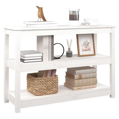 Konsolbord 110x40x74 cm massivt fyrretræ hvid
