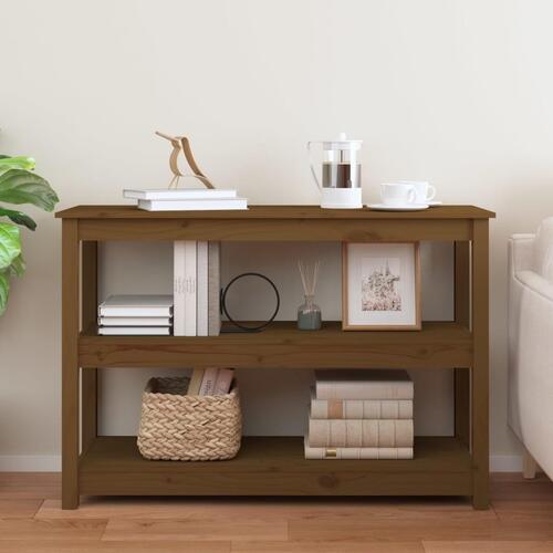 Konsolbord 110x40x74 cm massivt fyrretræ gyldenbrun