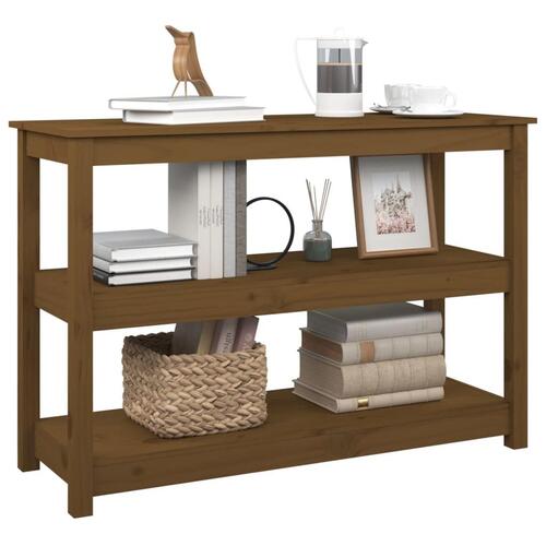 Konsolbord 110x40x74 cm massivt fyrretræ gyldenbrun