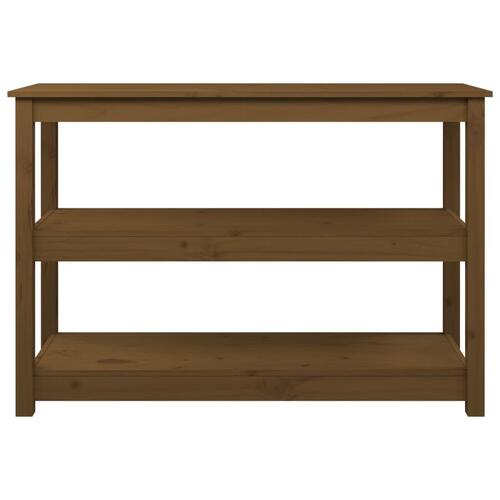 Konsolbord 110x40x74 cm massivt fyrretræ gyldenbrun
