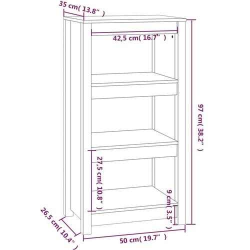 Bogreol 50x35x97 cm massivt fyrretræ gyldenbrun