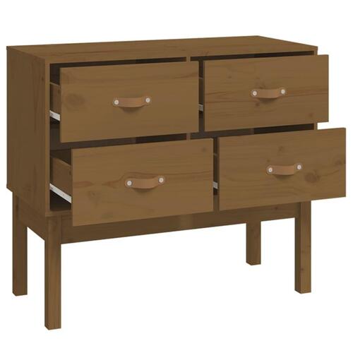 Konsolskab 90x40x78 cm massivt fyrretræ gyldenbrun