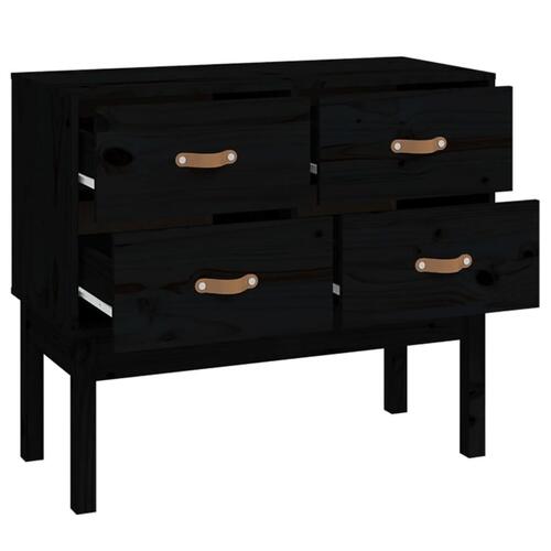 Konsolskab 90x40x78 cm massivt fyrretræ sort