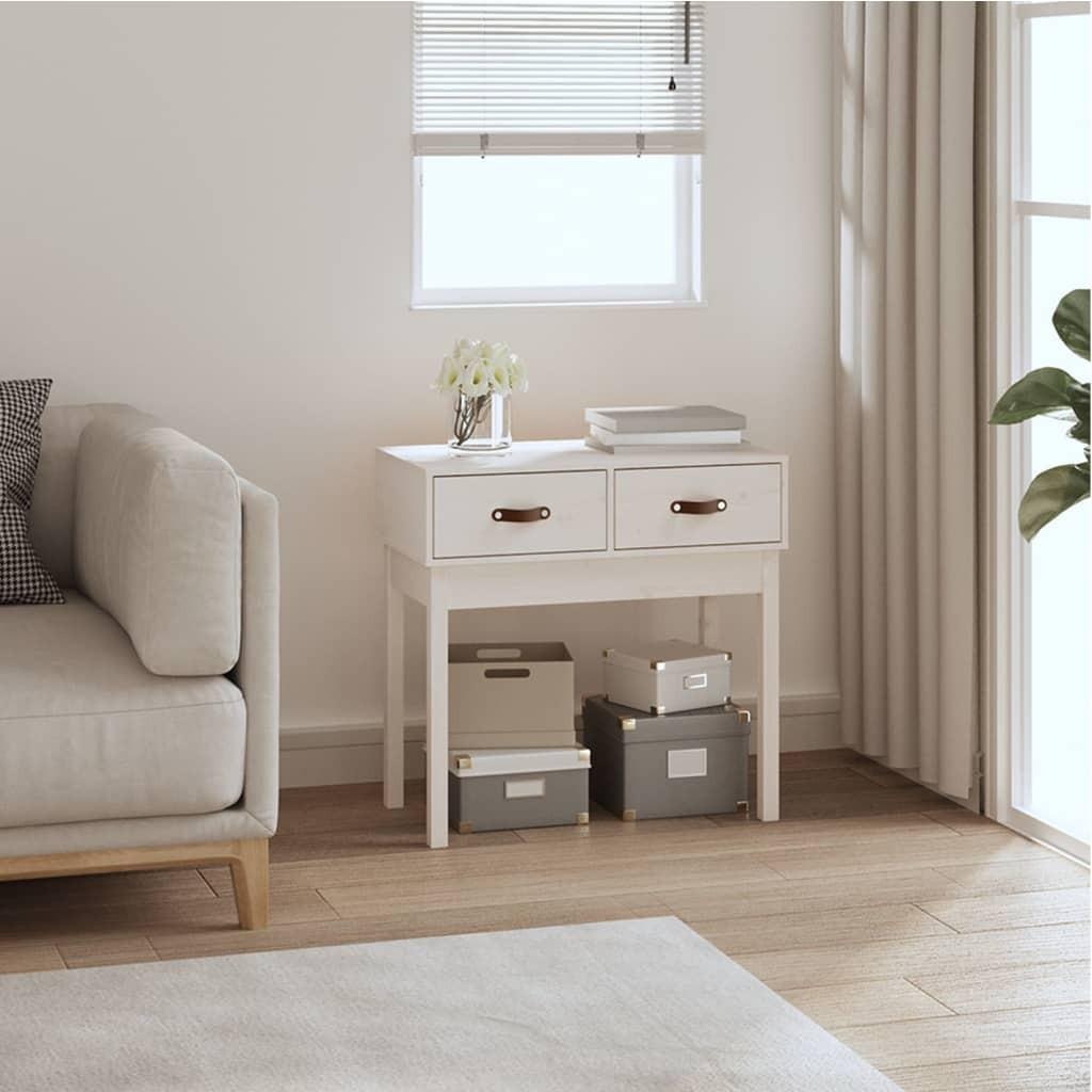 Konsolbord 76,5x40x75 cm massivt fyrretræ hvid