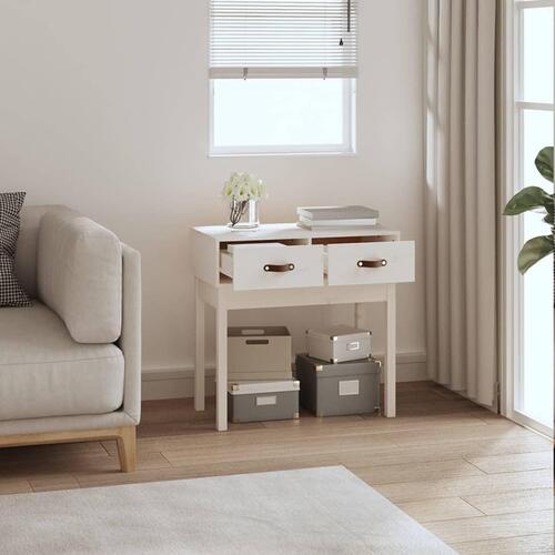 Konsolbord 76,5x40x75 cm massivt fyrretræ hvid