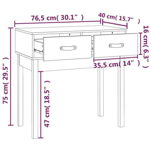 Konsolbord 76,5x40x75 cm massivt fyrretræ grå