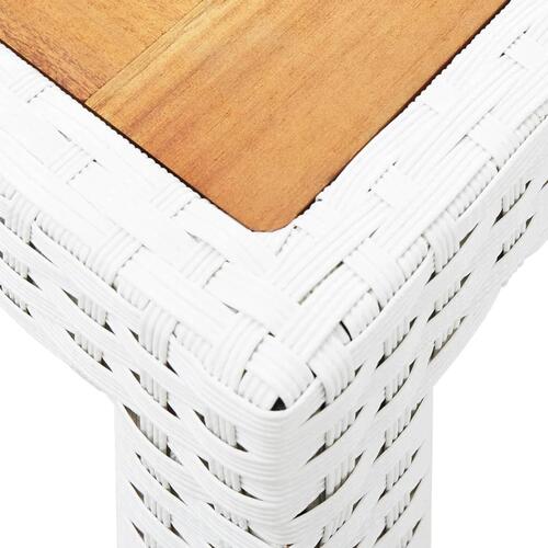 Udendørs spisebordssæt 7 dele polyrattan hvid