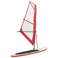 Oppusteligt paddleboard med sejl rød og hvid