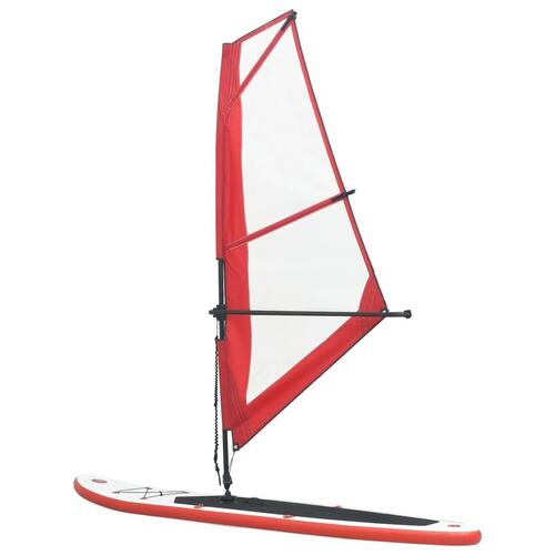 Oppusteligt paddleboard med sejl rød og hvid