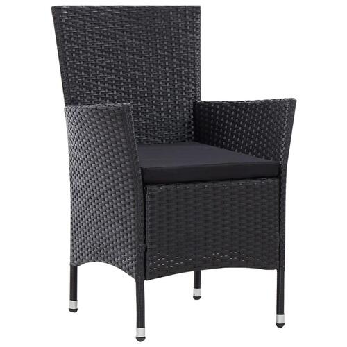 Udendørs spisebordssæt 5 dele polyrattan sort