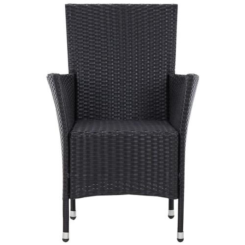 Udendørs spisebordssæt 5 dele polyrattan sort