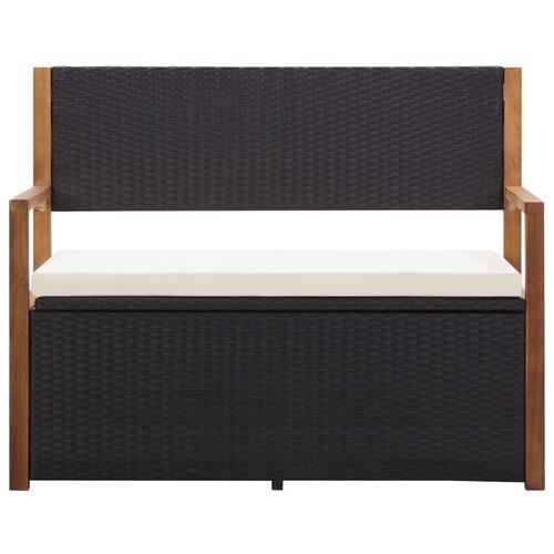 Havebænk 115 cm polyrattan og massivt akacietræ sort