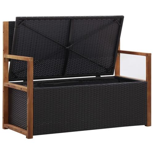 Havebænk 115 cm polyrattan og massivt akacietræ sort