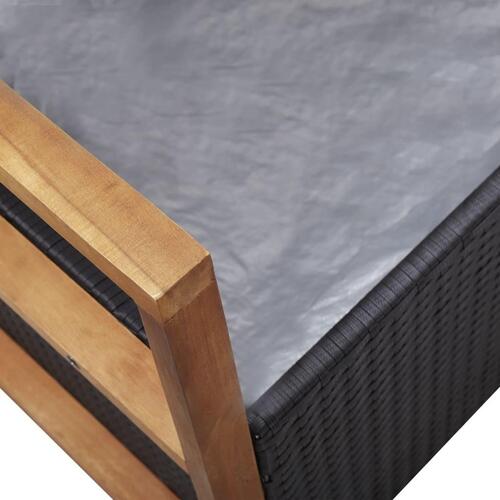 Havebænk 115 cm polyrattan og massivt akacietræ sort
