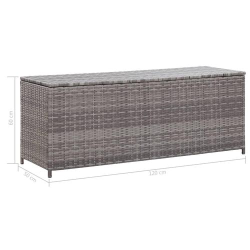 Opbevaringskasse til haven 120x50x60 cm polyrattan grå
