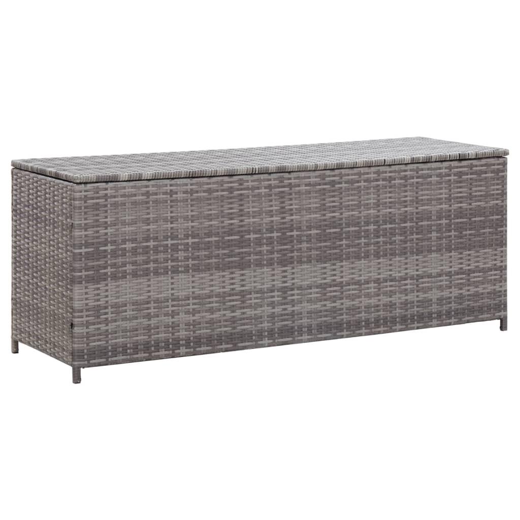Opbevaringskasse til haven 150x50x60 cm polyrattan grå