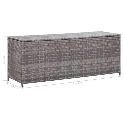 Opbevaringskasse til haven 150x50x60 cm polyrattan grå
